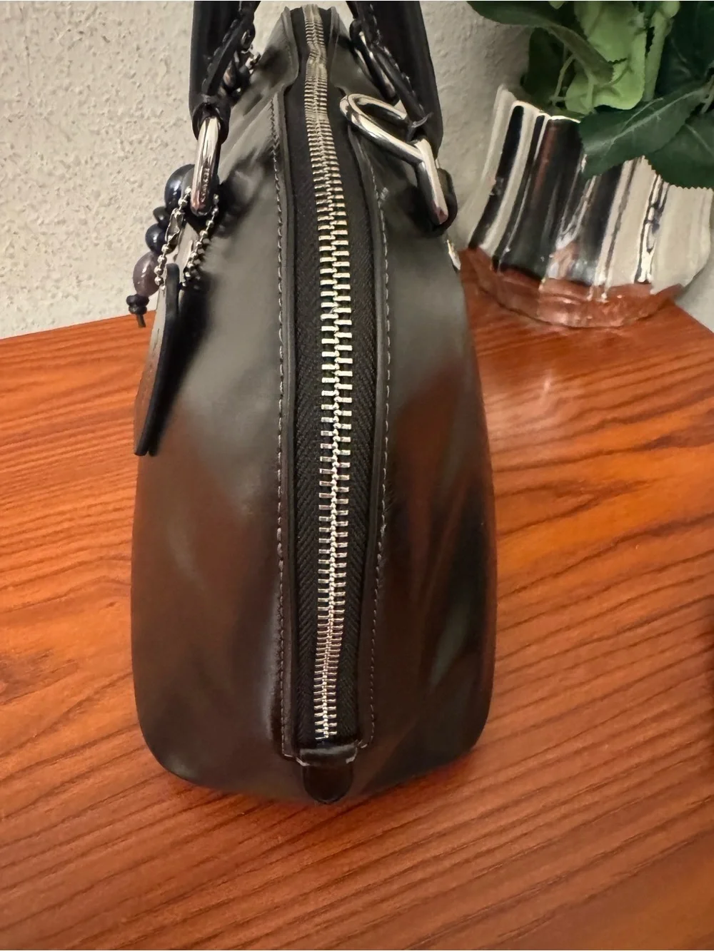 Coach Black Leather Dome Satchel